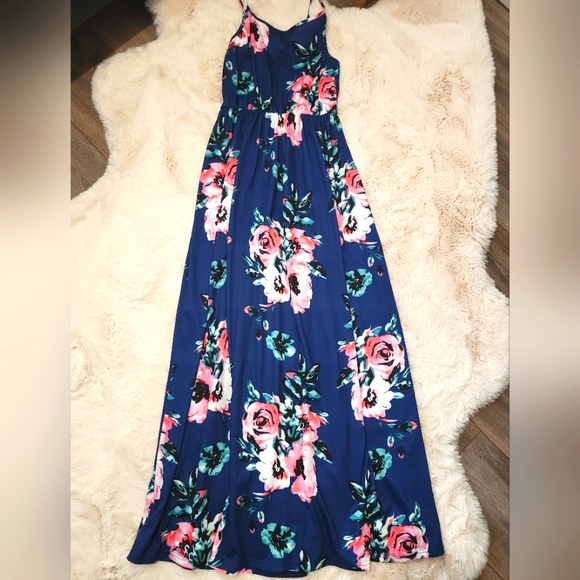 PatPat Dresses Patpat Dress Size Us S Navy Blue With Flowers Poshmark